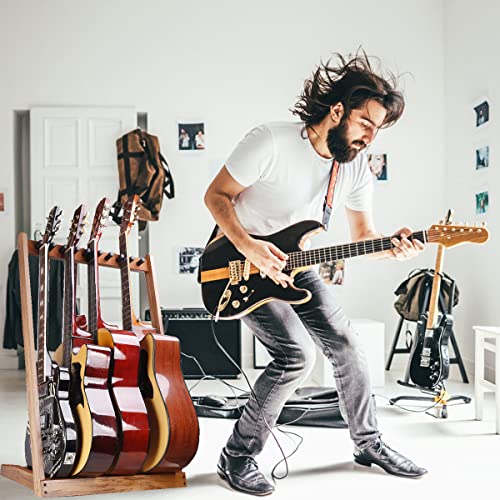 Soportes de Guitarra,HilerPunk Soportes de Guitarra de Madera Múltiple,Soporte de Guitarra de Suelo con Ranura para Púas de Fieltro y Estacas de Madera de Espuma Ajustables,para Casa o Estudio - imagen 7