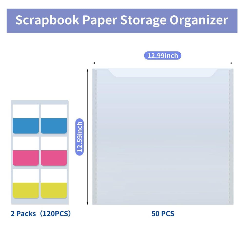 30,48 x 30,48 cm przechowywanie papieru, 50 . przezroczysty organizer do przechowywania papieru do scrapbookingu, pudełko na zdjęcia,