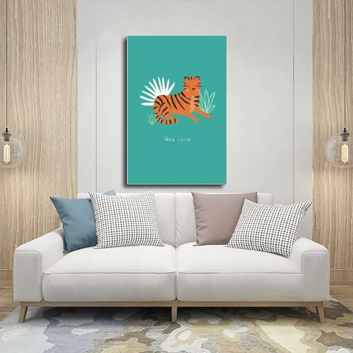 Leinwand-Poster, Motiv: Kleiner Tiger, Wildkind, Wandkunst, Dekor, Bild, Gemälde für Wohnzimmer, Schlafzimmer, Dekoration, 50 x 75 cm