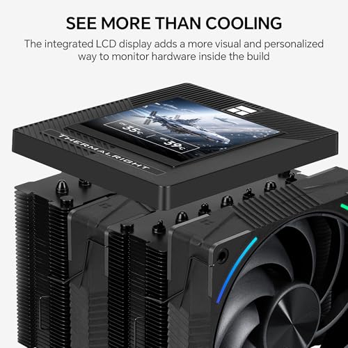 Image of Thermalright Phantom Spirit 120 Vision EVO CPU Cooler, 3.95-Inch IPS LCD Screen, 7 Heat Pipes, 120mm PWM Fan with LCP Blades, 160mm Dual Tower, for Intel LGA1851 /1700 and AMD AM5 /AM4 (Black)