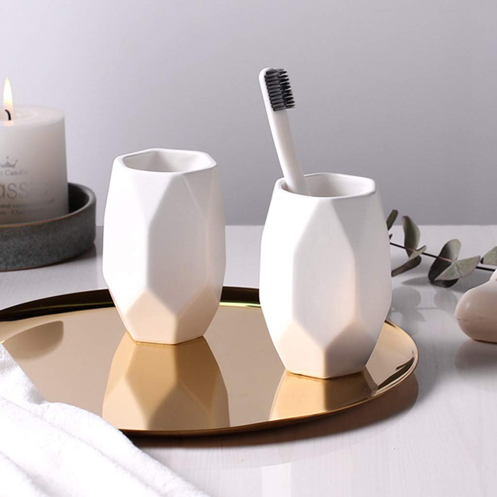 HYLR Lujosas cerámicas Mordern Juego de Accesorios de baño 5 Piezas Suministros de baño Juegos de Porta cepillos de Dientes Taza Taza de Enjuague dispensador de jabón Decoración de baño
