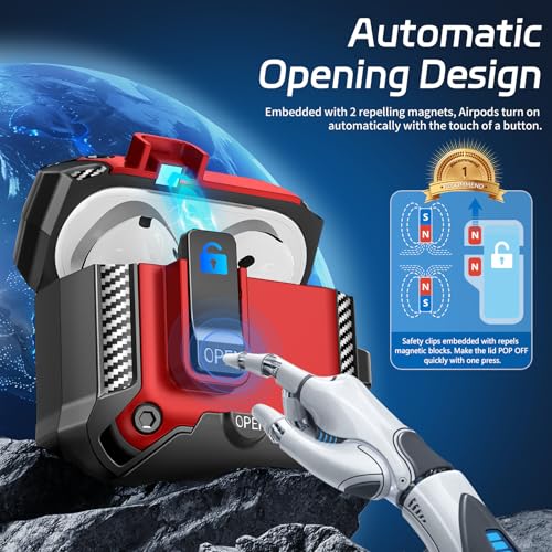Image of Secure Lock Case for AirPods 4 with Phone Stand, Cleaning Kit & Keychain, Shockproof Protective Cover Compatible with Apple AirPods 4th Gen 2024 for Men Women, Anti-Scratch