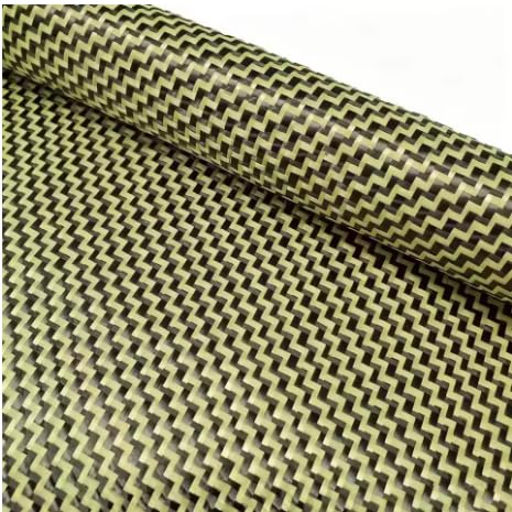 1100D/3K 200gsm Yellow Kevlar and Carbon Fiber Blended Fabric W Pattern Blended Carbon Fiber Kevlar Fabric 100cm * 50cm a Slice. (Yellow, 100cm x 50cm a Slice)
