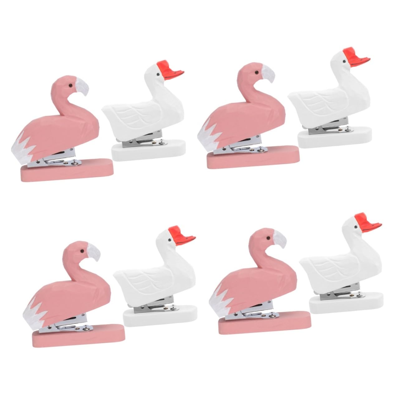 8pièces Agrafeuse Animal De Flamant Oie Blanche Fournitures De Bureau Créatives Pour École Et Bureau Originales