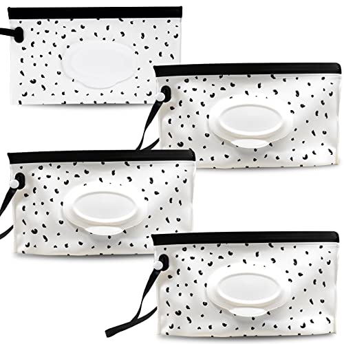Image of Fnydvis Baby Wipe Dispenser,Portable Wipes Holder,Refillable Wipes Container,Baby Wipes Bags,Reusable Travel Wet Wipe Pouch (4Pack)