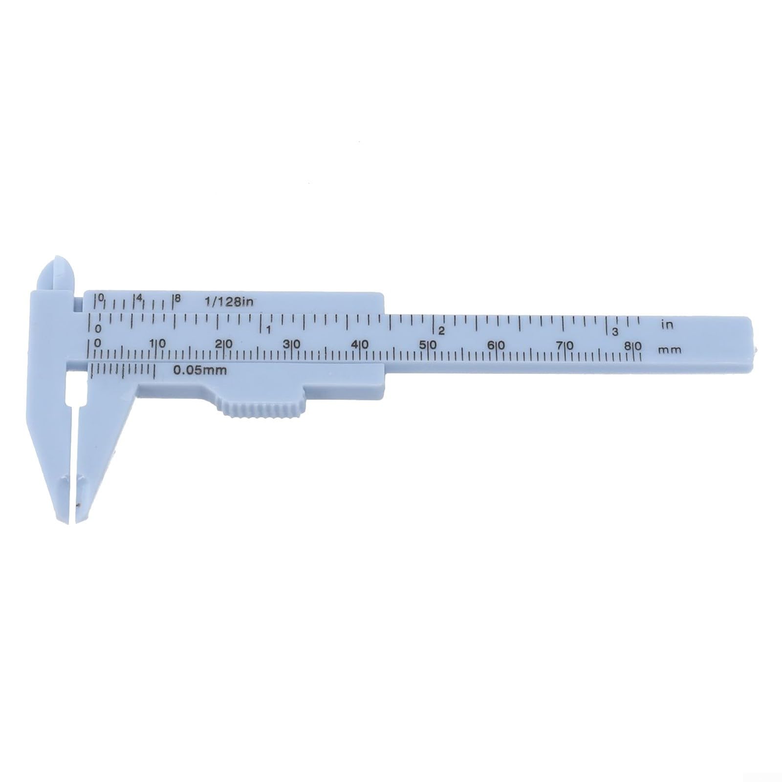 Calibre vernier de plástico de 0 a 80 mm para medir objetos pequeños, marcas milimétricas y pulgadas, diseño ligero a prueba de óxido para joyas, antigüedades, (azul)