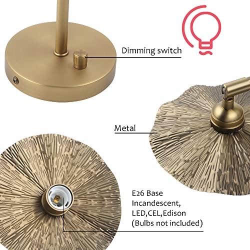 Image of Pathson Set of 2 Dimmable Wall Sconce Brass Finish, Hardwired Adjustable Bathroom Wall Vanity Light Bedside Lighting for Living Room Study Room