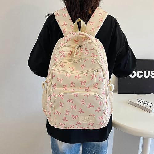 Bow Backpack Cute Kawaii Backpack Set Aesthetic Daypack for Women, Large Capacity, 3 PCS for Travel4