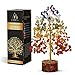 FASHIONZAADI Gemstone Bonsai Money Tree Healing Crystals Stone for Chakra Reiki Feng Shui Gift Home Office Table Decor Gift Size -10 Inch (Seven Chakra Golden Wire)