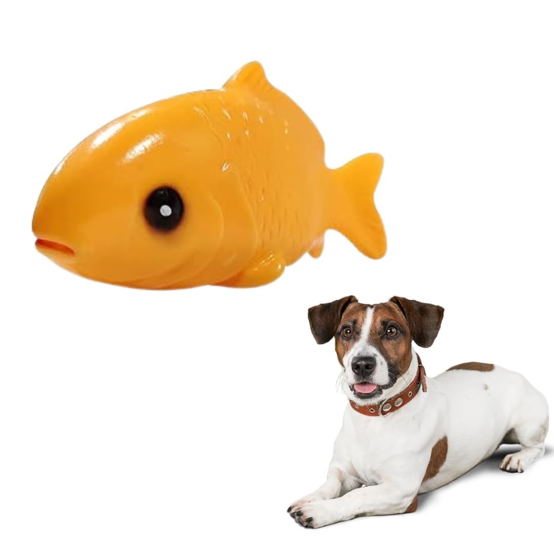 Toy Truffle Squeak & Play Rubber Fish Shape Toy: Fun Rubber Chew Toy, Interactive Squeaky Toy, Interactive Rubber Toy, Squeak, Shake, & Repeat: Rubber Toys for Endless Canine Entertainment