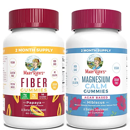 Fiber Gummies For Adults & Magnesium Citrate Gummies Bundle By Maryruth's | Fiber Supplement With Prebiotics | Gut Health & Digestion Support | Magnesium Supplement | Stress Relief, Bone, Nerve. #TOP17