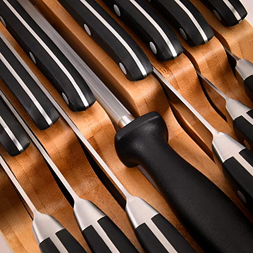 Homemaid Living In-Drawer Bamboo Knife Block    Holds 14 Knives Plus a Slot for your Knife Sharpener, Premium Knife Drawer Organizer, Perfect Knife Organizer Drawer Insert or Drawer Knife Holder