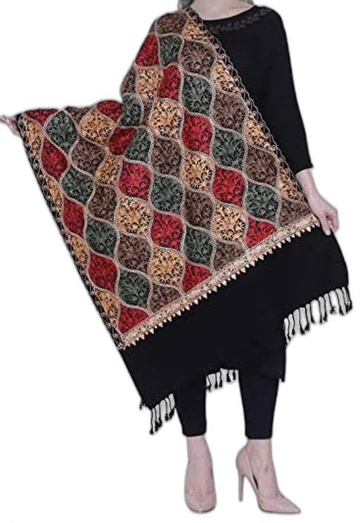 Kashmir Embroidered, Poly Acralic Wool 28"X80" Traditional Ari Embroidery Shawl/Stoles for Women,Ladies,Girls-picture-39