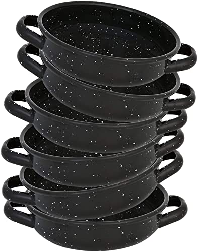 Menax - Casserole - Small Paella Pan - Enamelled Vitrified Steel Non Stick - 14 cm, Black/White - Image 3