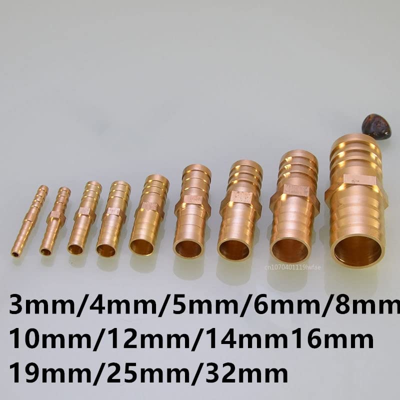 1PC Brass Straight Hose Pipe Fitting 3/4 /5/6/8/10/ 12/14 /16/19 /25Mm Equal Barb Water Pipe Joint Gas Copper Coupler Connector Adapter (Color : 1PC, Size : 19mm-19mm)