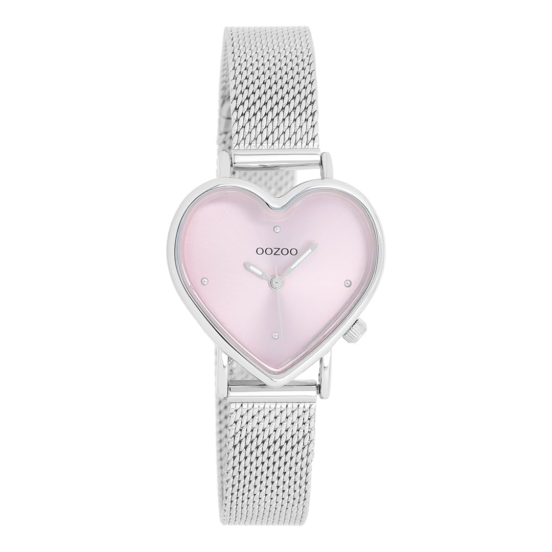 Oozoo - Timepieces Damen Uhr | Armbanduhr Damen mit Edelstahlarmband | Moderne Uhr für Frauen | Edle Analog Damenuhr in Herzform