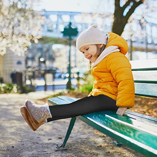 Toddor 2 Pack Kids Fall Winter Cable Knit Velvet Leggings Tight Stretch Warm Fleece Lined Pants Black #TOP4