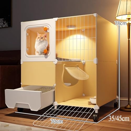Maison pour chat d'intérieur à roulettes et cage fermée compacte - 8
