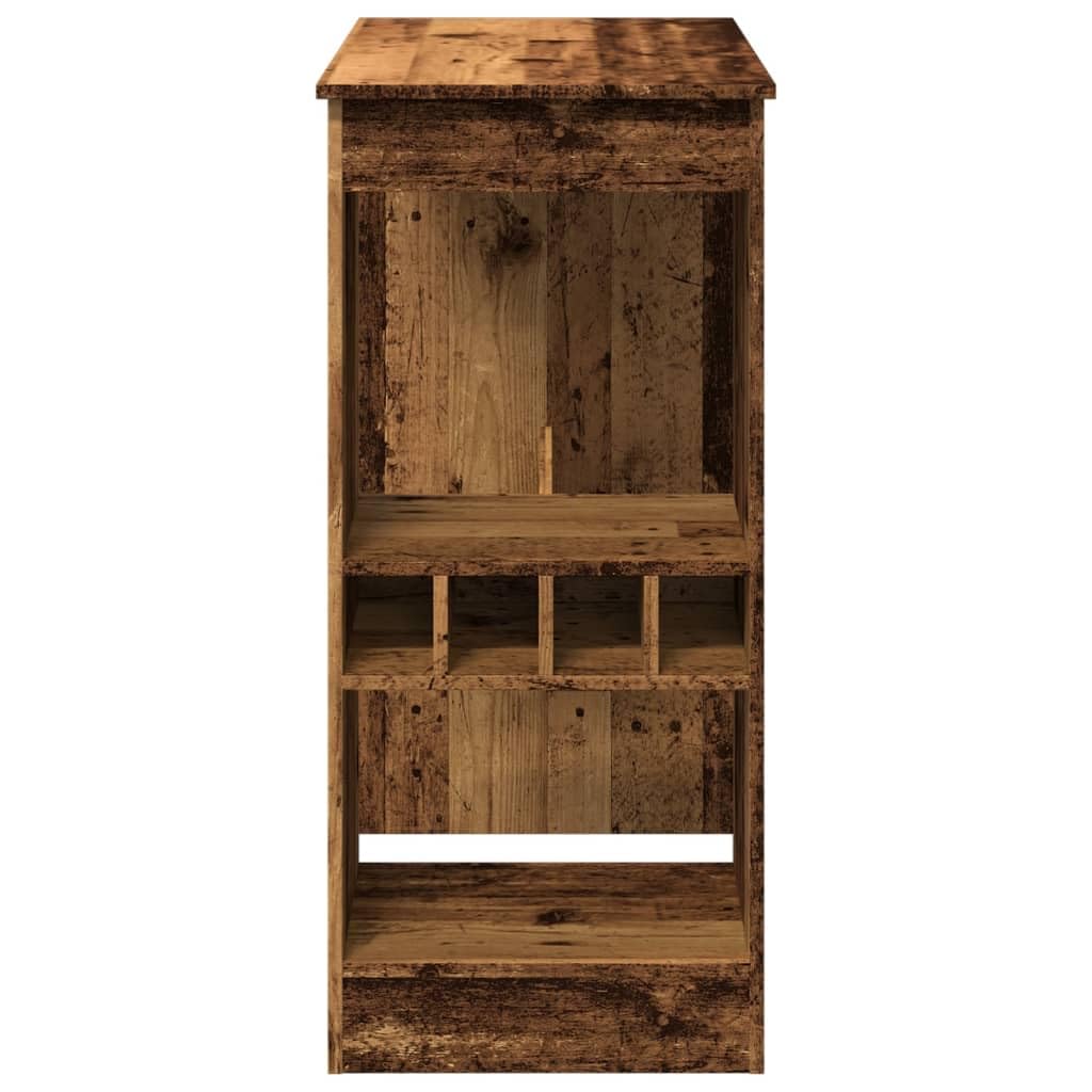 Bartisch Mit Regal 90x47,5x103,5 cm Holzwerkstoff | 4 Integrierte Weinhalter, Pflegeleicht, Feuchtes Tuch Reinigung, Inklusive Wandhalterung