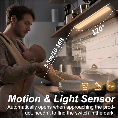 LEPOTEC 30 LED sob a iluminação do balcão, luz de armário de cozinha de movimento, luzes de armário