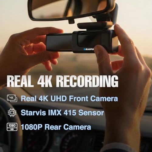 Image of Blaupunkt Dashcam-BPM330 Real 4K UHD (Front), 8MP Starvis IMX 415 Sensor, Ultra-Wide 160 + 1080P (Rear) Ultra-Wide 140 / GPS - Wi-Fi, Mic /Dual Channel /Super Night Vision /Supports 512 SD Card