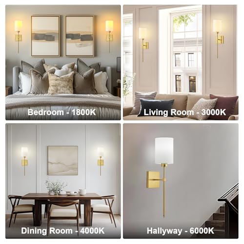 Image of Battery Operated Wall Sconce Set of Two,Wireless Rechargeable Wall Lights With Remote Control,Dimmable,4 CCT,RGB,Timer, Cordless Decor Lighting for Living Room, Bedroom, Entryway, Gold, 23.6 Inch