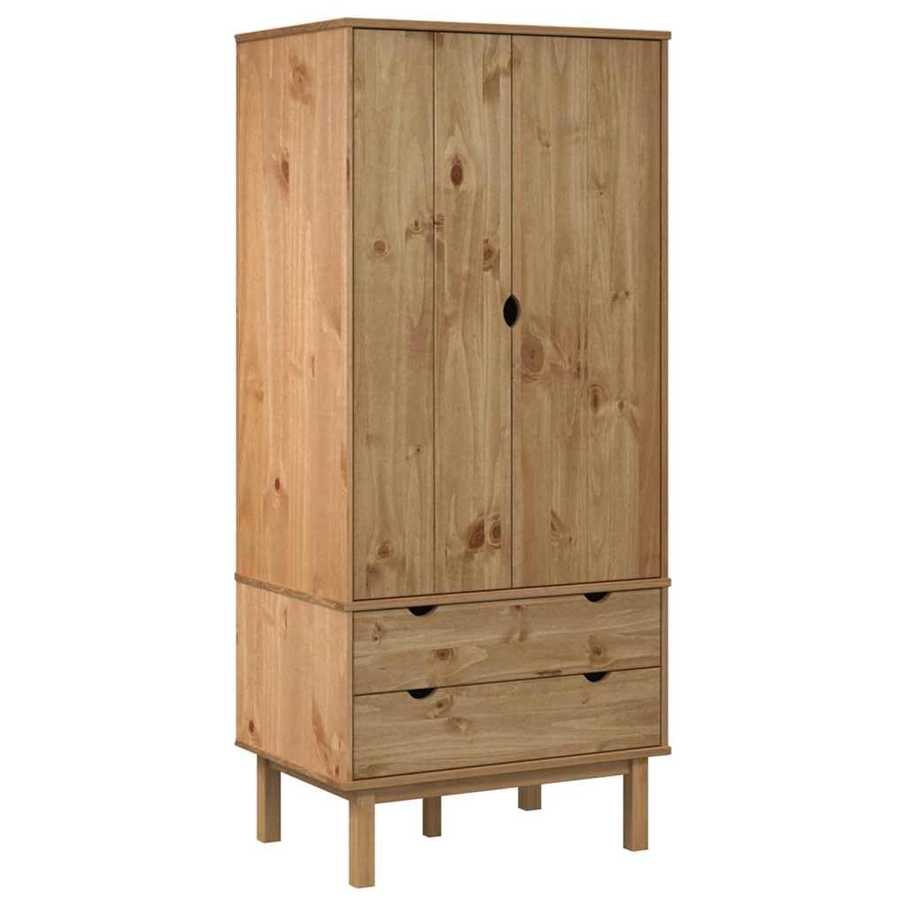 vidaXL Armario Ropero Ropa Cajones Mueble Almacenamiento Guardarropa Estantes Organizador Dormitorio Habitación de Madera Maciza de Pino