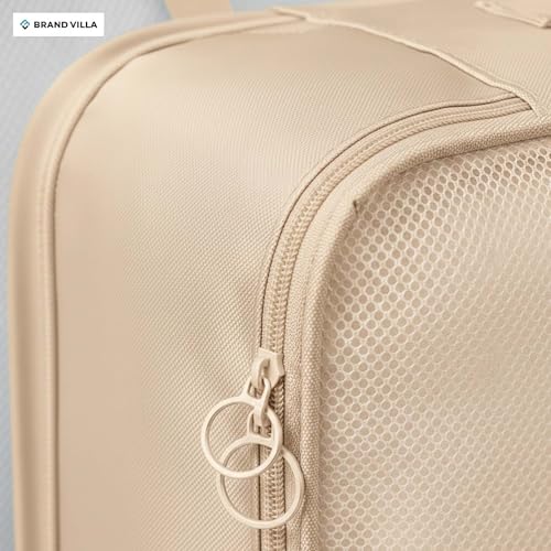 Image of BRAND VILLA 7 Pcs Travel Organizer Set Packing Cubes Luggage Organizer Bags with Shoe Bag, Laundry Pouch & Toiletry Bag for Clothes, Shoes, Accessories, Lightweight Travel Storage for Suitcase (Beige)