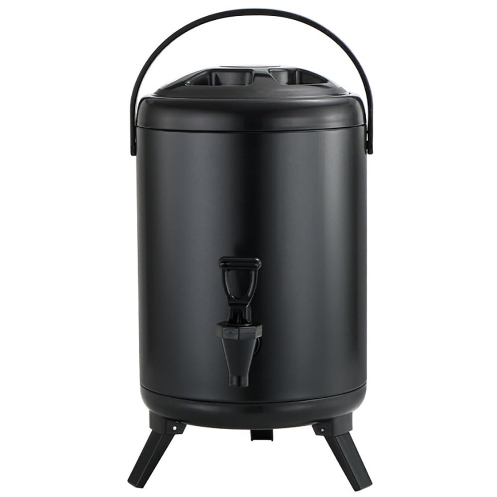 MYUYEE Stainless Steel Insulated Beverage Coffee Dispenser 12L/3.1 Gallon Party Insulated Thermal Hot And Cold Beverage Dispenser,Stainless Steel Bucket (Black)