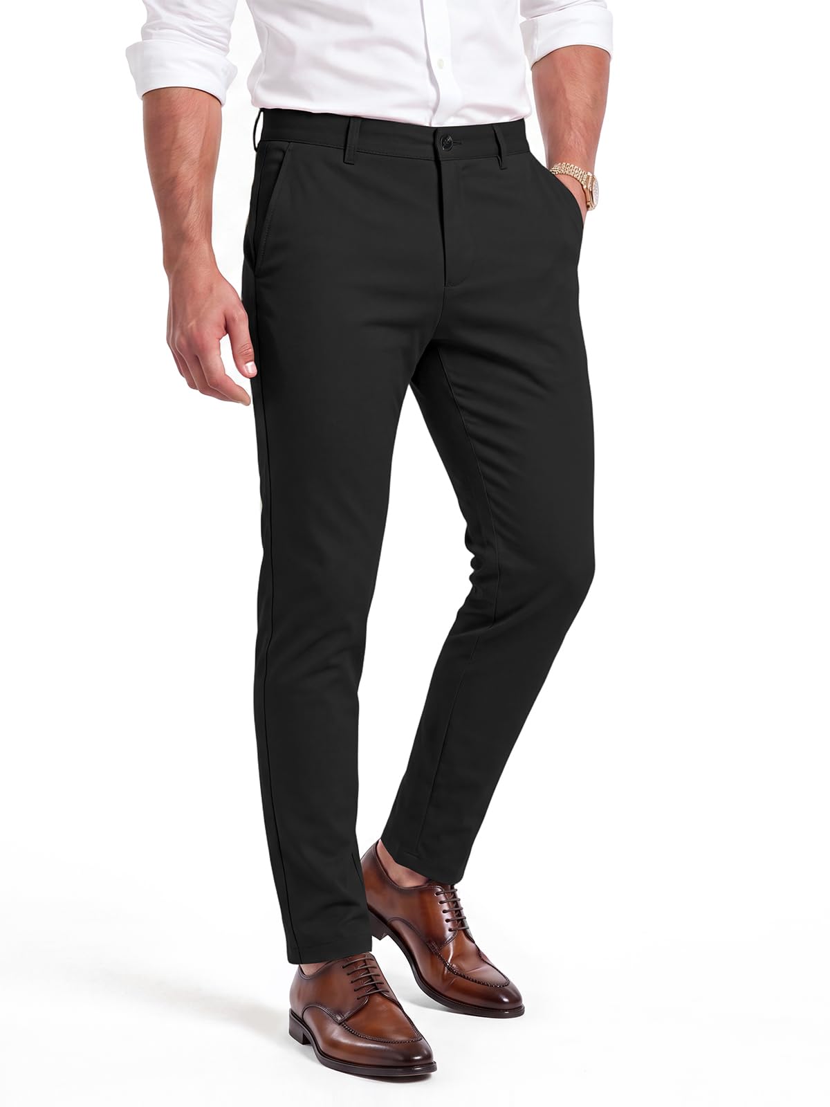 GINGTTO Mens Skinny Dress Pants Stretch Slim Fit Tapered Leg