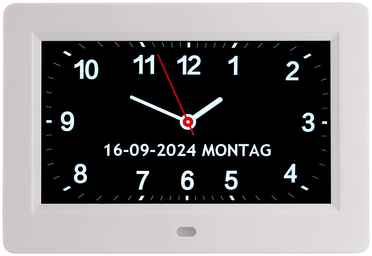 infactory Demenzuhr: Digital-Uhr mit 7"-Display, Wecker, Medizin-Erinnerung, Mediaplayer (Digitalkalender, LCD Uhr, Weck)