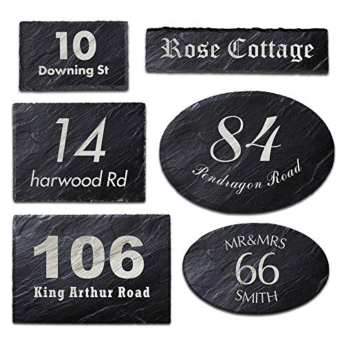 Targa rustica in ardesia per cancello con numero