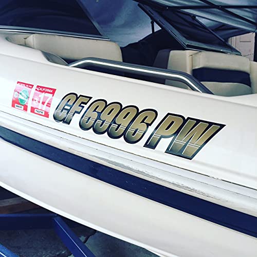 Image of STIFFIE Techtron Atomic Green /Navy 3 inch Boat & PWC Registration Decals • Numbers Letters Stickers