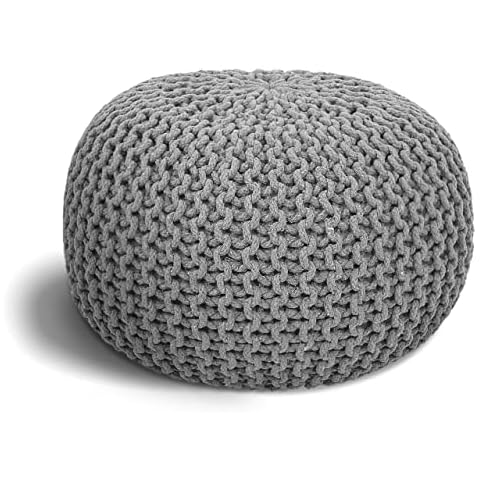 ELYFLAIR® handgefertigter Strickhocker Sitzhocker Ø 55cm I Sitzpouf Sitzpuff Bodenkissen Sessel Kissen Sitzkissen Sitzsack Cover