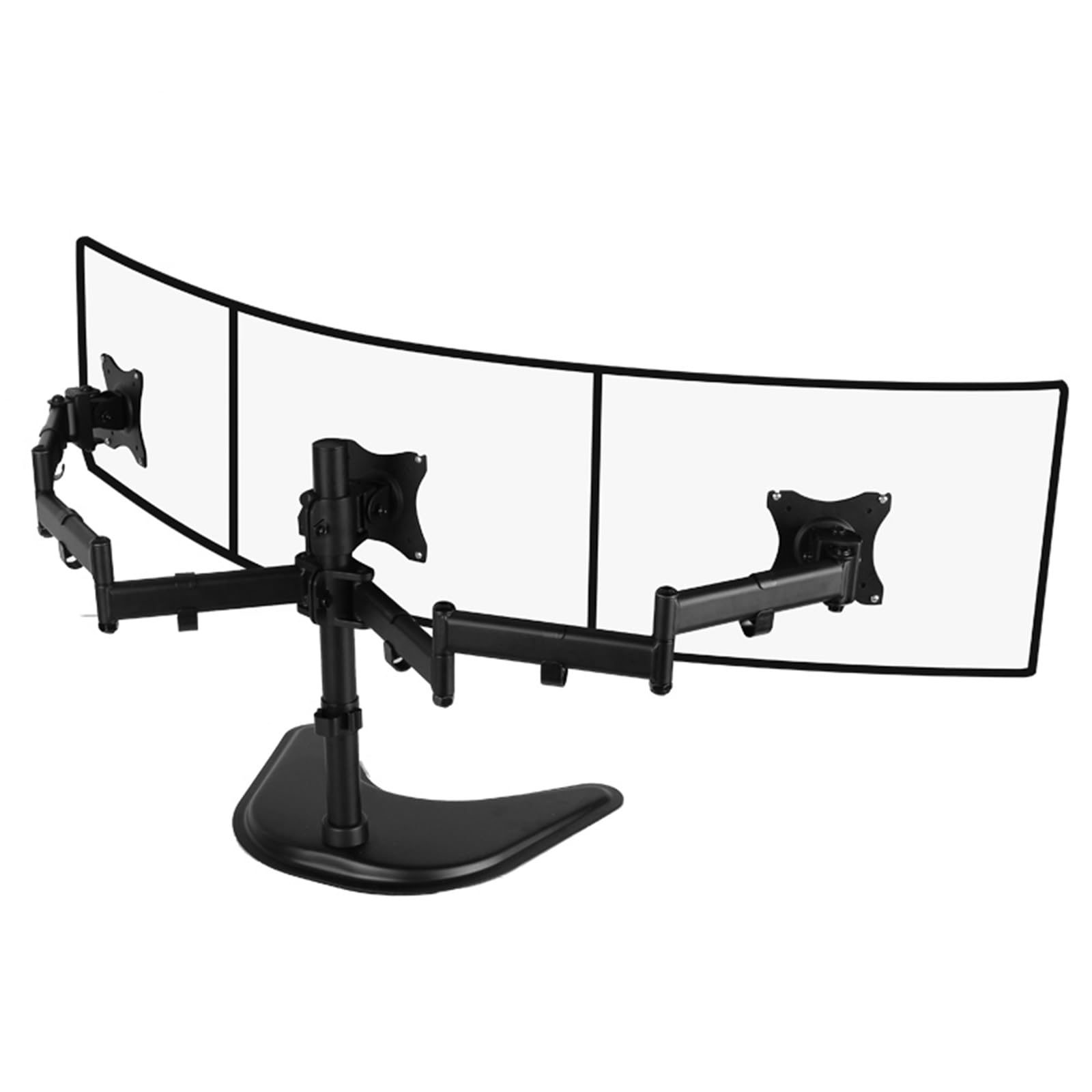 asdchZen Three Monitor Mount,Monitor Arm Stand For 3 / Three Screens Up To 27 Inch,Height Adjustable Monitor Desk Mount Stand