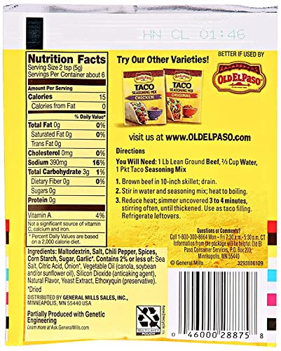 Old El Paso Hot Spicy Taco Seasoning Mix 1 Oz Packet