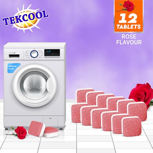 Image of TEKCOOL Washing Machine Cleaner Tablet Descaling Powder Tablets, Washing Machine deep Cleaner, Deep Cleaner Tablet All Company's Front and Top Load Machine (12 pcs) (Red Rose)