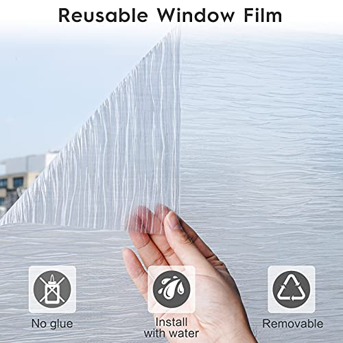 Rabbitgoo A028-44.5-02-2 Window Privacy Film Frosted Glass Film Removable Vinyl Door Window Coverings Uv Blocking Self Static Cling Non-Adhesive Window Clings Sticker thumb #8