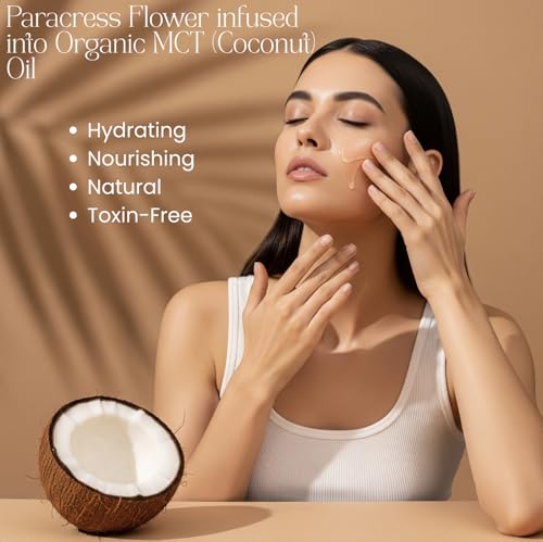 Organic Paracress Spilanthes Facial Oil Serum with MCT Coconut Oil, 1 Fl Oz