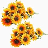 【Cantidad del paquete】2 piezas * ramo de girasoles artificiales (el jarrón NO está incluido).
