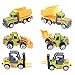Cltoyvers 6 Pieces Mini Metal Construction Vehicle Toys Set for Kids - Forklift, Bulldozer, Road Roller, Excavator, Dump Truck, Tractor, Diecast Car Toy for 3, 4, 5 Years Old Boys Toddlers (Green)