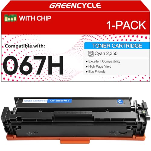 Image of greencycle 067H Cyan Toner Cartridge High Yield [with Chip] | Compatible Replacement for Canon 067 067H CRG067H Work with ImageCLASS MF656Cdw LBP632Cdw MF652Cdw MF654Cdw MF653Cdw (1 Pack)