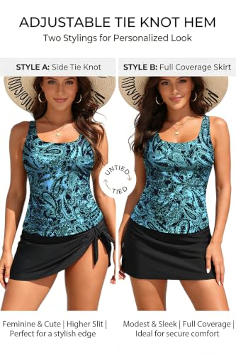 Image of Aqua Eve Women Tankini with Skirt - Tummy Control Swimsuit Two Piece Bathing Suit Ruffle Swimwear Ladies Swim Suit