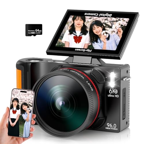 6Kビデオ対応コンパクトデジタルカメラ デジタルカメラ WIFI対応 180度回転 6K 9600万画素 コンデジ 日本製