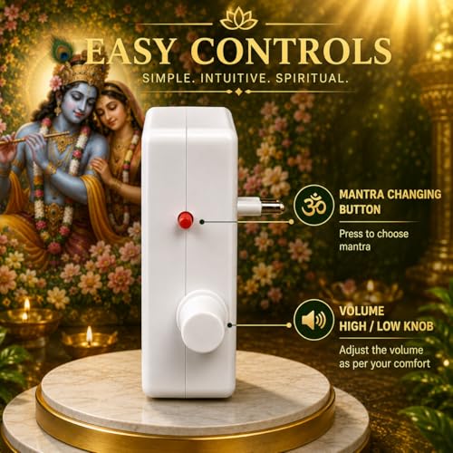 Image of Radhe Krishna 9-in-1 LED Mantra Chanting Box with Adjustable Volume & Bell Tones | Devotional Audio Player for Home, Temple & Meditation | Glowing Light for Peace & Positivity | Ideal Gift Item
