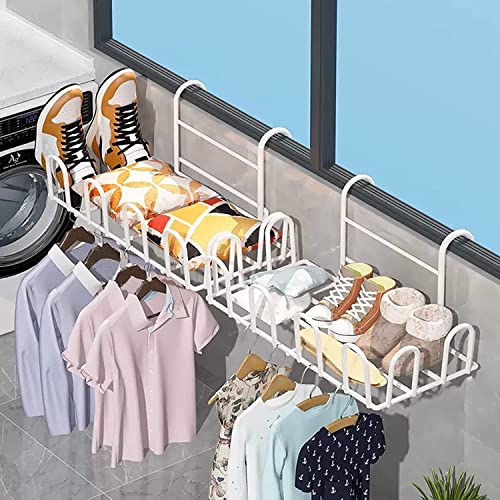 Étendoir à linge en fer forgé portable avec porte-chaussures intégré