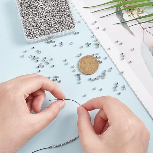 UNICRAFTALE 2000pcs 3mm Tiny Round Loose Stainless Steel Metal Beads with 1mm Hole Spacers for DIY Jewelry Making in Stainless Steel Color - Image 3