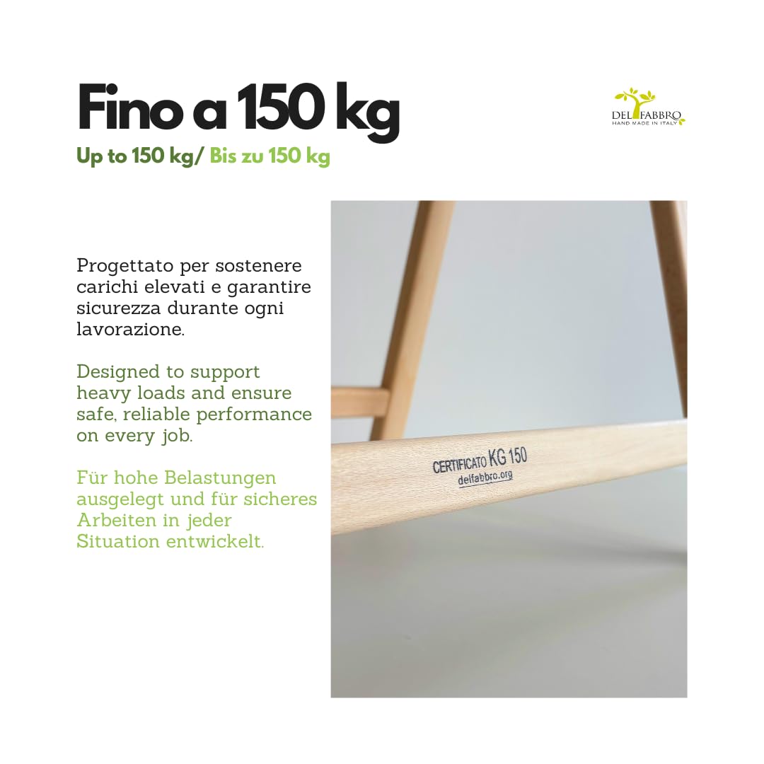 Del Fabbro Coppia Cavalletti da Lavoro Legno Faggio – Supporti Resistenti per Banco Lavoro e Fai da Te – Cavalletti Professionali (80x80 cm)