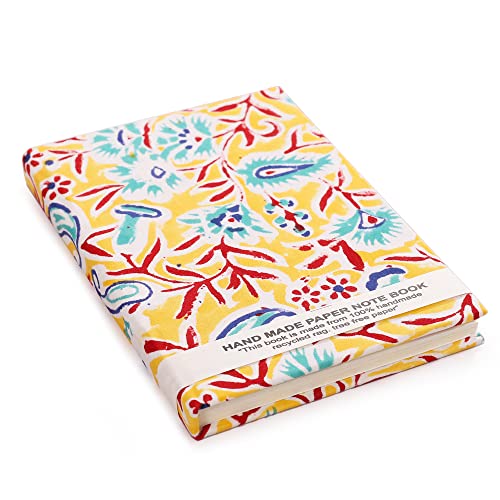 Image of Ravaiyaa - Attitude is everything Hand Block Printed Fabric Journal Handbound Notebook Gifts for Writers Recycled Paper Notebook Diary