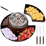 Elektrisches Schokoladen-Fondue-Topf-Set mit Dipgabeln, abnehmbaren Tabletts, flammenloser Heizer, perfekt für Marshmallows, Schokolade, S'Mores und mehr